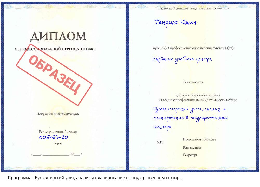 Бухгалтерский учет, анализ и планирование в государственном секторе Иркутск