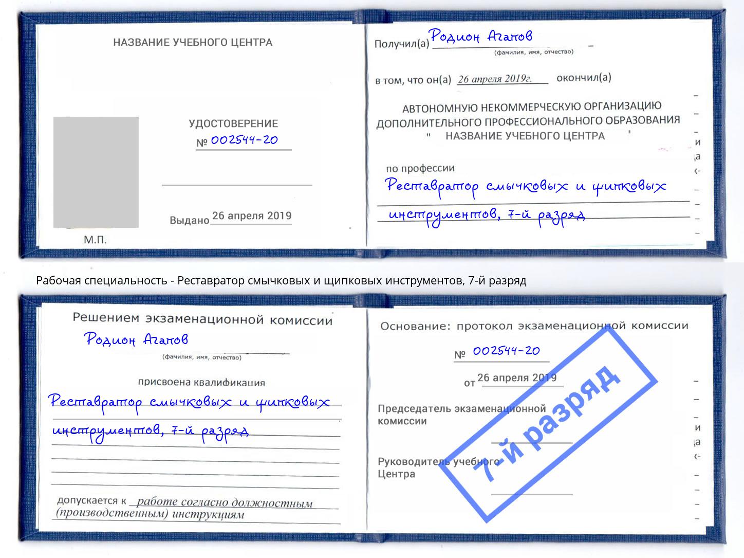 корочка 7-й разряд Реставратор смычковых и щипковых инструментов Иркутск